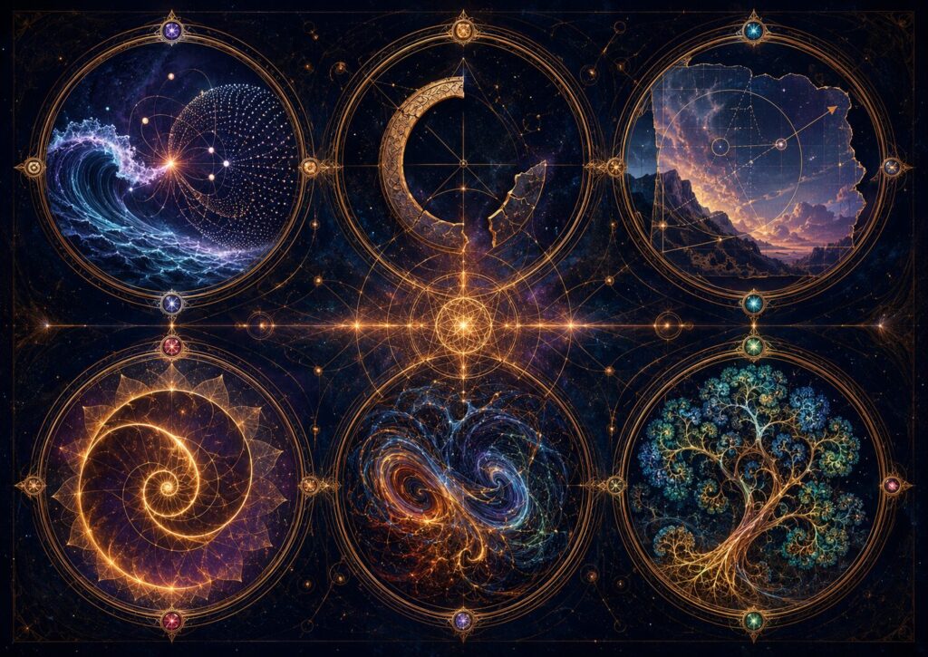 Six symbolic medallions representing uncertainty, incompleteness, approximate thinking, beauty, chaos, and emergence in The Edge of Knowledge course.

The Six Truths - The Edge of Knowledge
